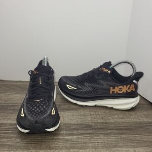 Hoka One Women Clifton 9 1127896 BRGL Black Running Shoes Sneakers Sz 6.5 B USED